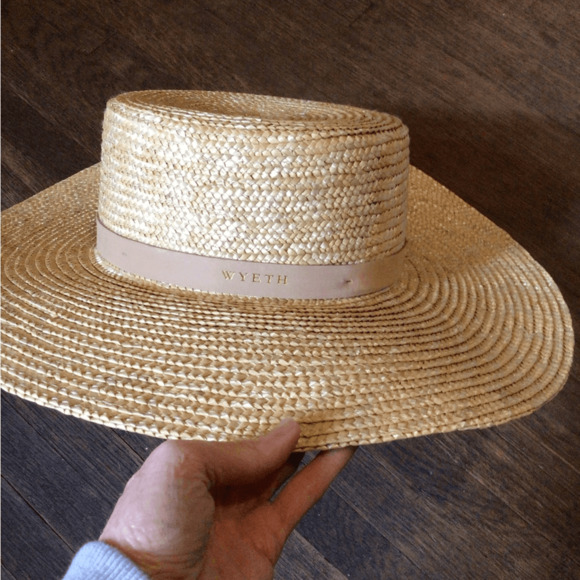 NEW! Rare Wyeth Straw Leather band boater
